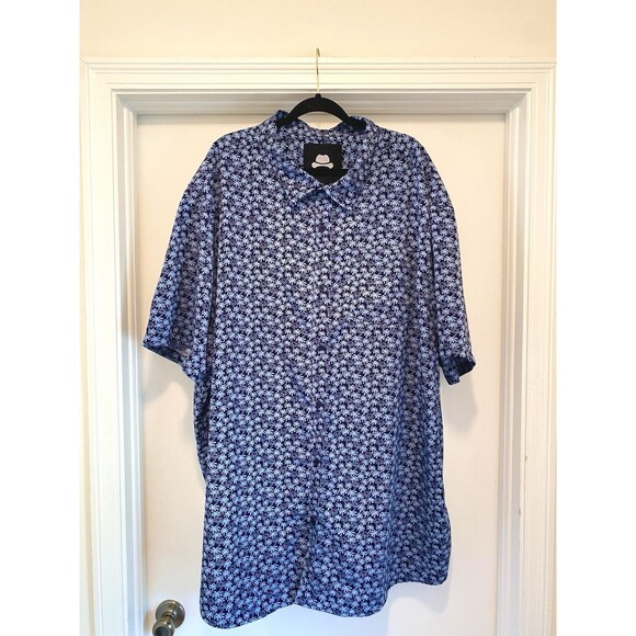 Winston Blue Hawaiian Shirt Mens 5XLT Button Down Palm Tree Polyester Big & Tall - Picture 1 of 6